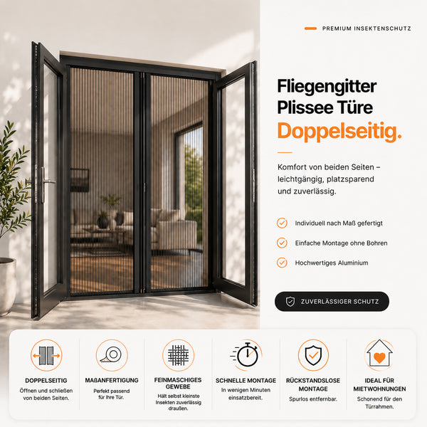 Fliegengitter Plissee Türe doppelseitig