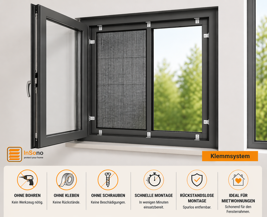 Fliegengitter Plissee Fenster Klemmsystem