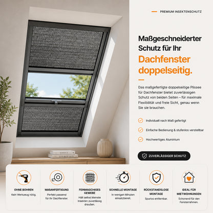 Fliegengitter Plissee Dachfenster doppelseitig