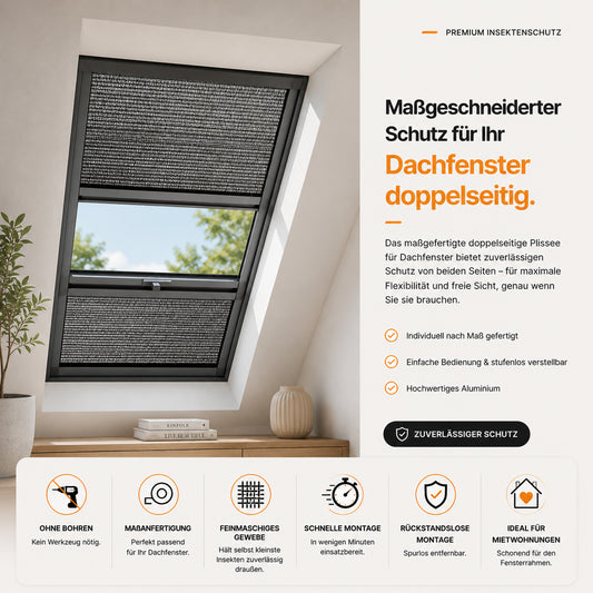 Fliegengitter Plissee Dachfenster doppelseitig