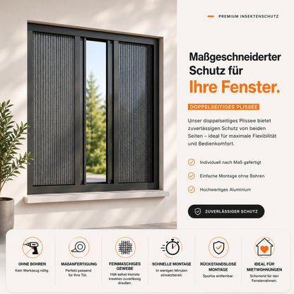Fliegengitter Plissee Fenster doppelseitig
