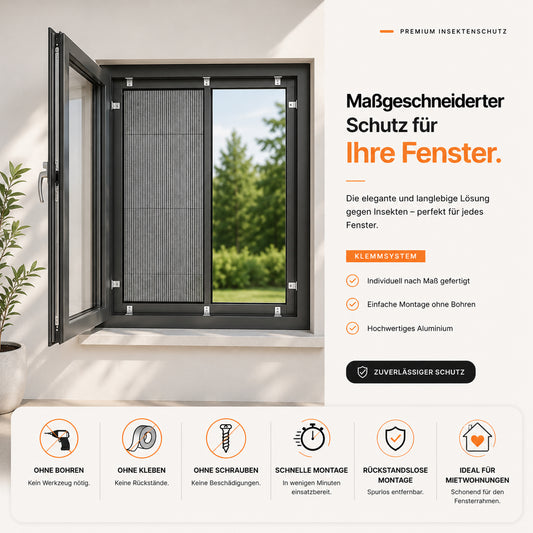 Fliegengitter Plissee Fenster Klemmsystem