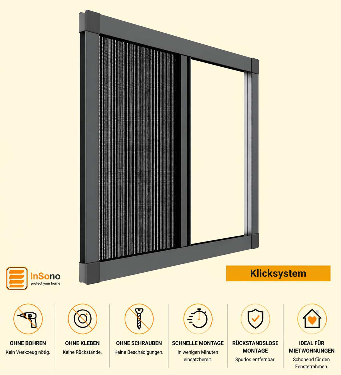 Fliegengitter Plissee Fenster Klicksystem